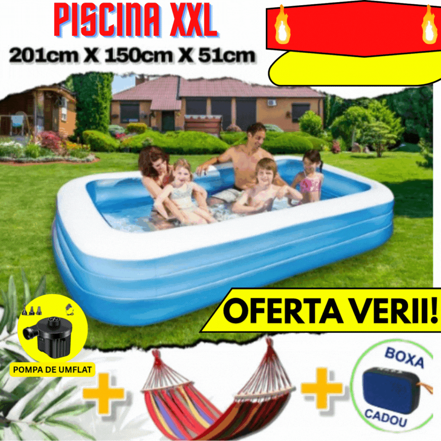 Pachet complet de vară: Piscină + Boxă Bluetooth / Pompă + Hamac